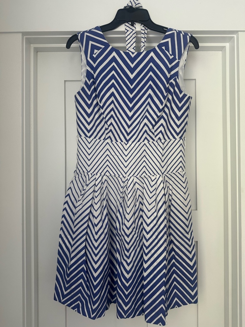 Robbie Bee Blue and White Chevron Dress